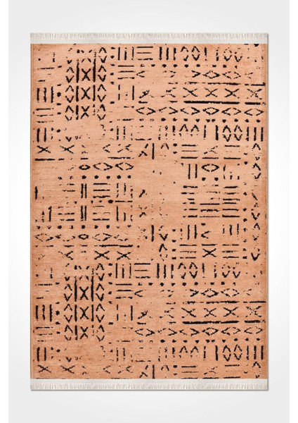 Venüs Hardal Iskandinav Desenli Kaymaz Pamuk Kilim – Makinede Yıkanabilir, Modern ve Dayanıklı Tasarım Halı