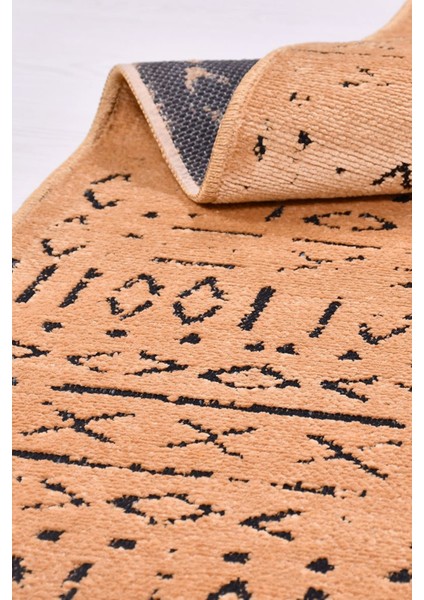 Venüs Hardal Iskandinav Desenli Kaymaz Pamuk Kilim – Makinede Yıkanabilir, Modern ve Dayanıklı Tasarım Halı