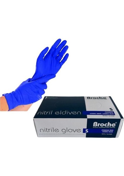 Nitril Pudrasız Kobalt Mavi Muayene Eldiveni 100 Adet Small