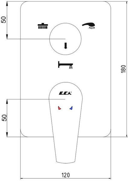 Eca Niobe Ankastre Duş Seti - 3 Yollu / 7 parça set ECA.ANKSET.BD310