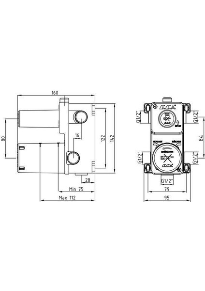 Eca Niobe Ankastre Duş Seti - 3 Yollu / 7 parça set ECA.ANKSET.BD310