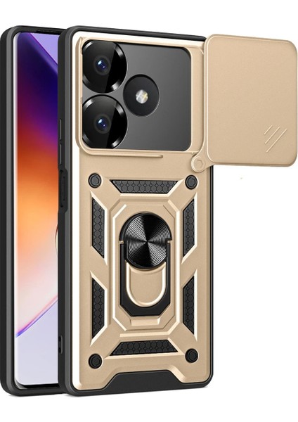 Xiaomi Redmi 13 4g Kılıf Pars Lens Yüzüklü Silikon - Gold Zrnet