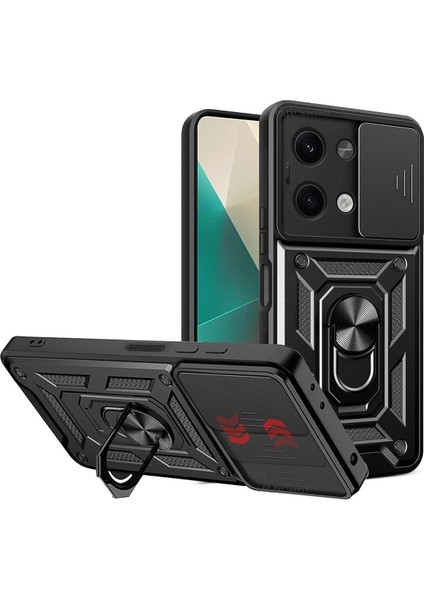 Xiaomi Poco X6 Kılıf Pars Lens Yüzüklü Silikon - Siyah Zrnet