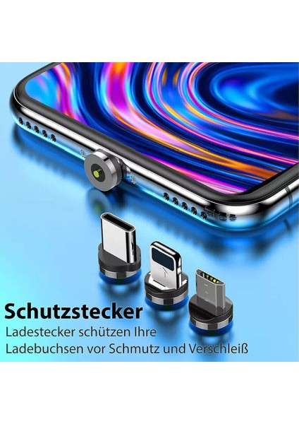 3'ü 1 Arada Şarj Seti Manyetik Tak Çıkar Apple iPhone Ipod iPad Samsung Modelleri Lightning Usb-C Için Şarj Kablosu Siyah 2.4A 100CM fiyatları