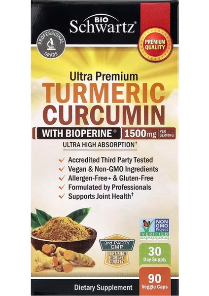 Ultra Premium Turmeric Curcumin With Bioperine®, 90 Veggie Caps
