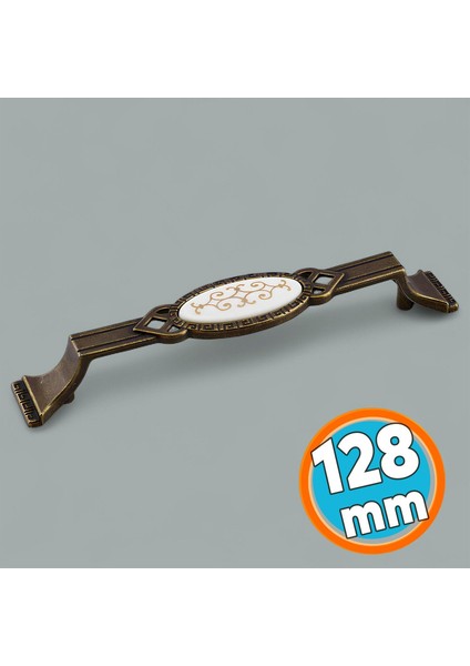 Antik Sarı Metal Kulp (128 mm - 12.8 Cm) Mobilya Mutfak Çekmece Dolap Kulpu Kulbu Eskitme Kulpları