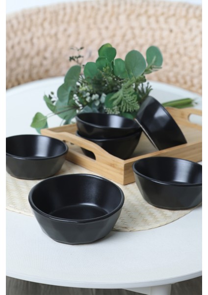 Mat Siyah Kristal Çerezlik / Sosluk 12 cm 6 Adet 956