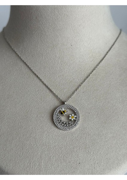 Papatya Arı Motifli Garantili Gümüş Kolye fiyatları