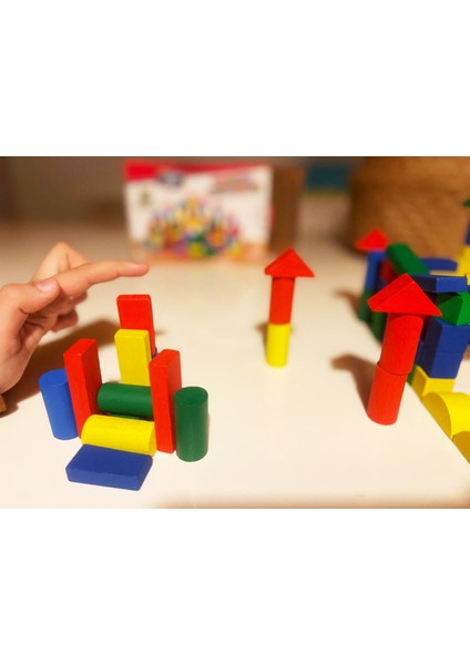 Ahşap Bloklar 100 Parça Kutulu Montessori Oyuncak