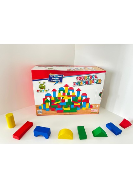 Ahşap Bloklar 100 Parça Kutulu Montessori Oyuncak