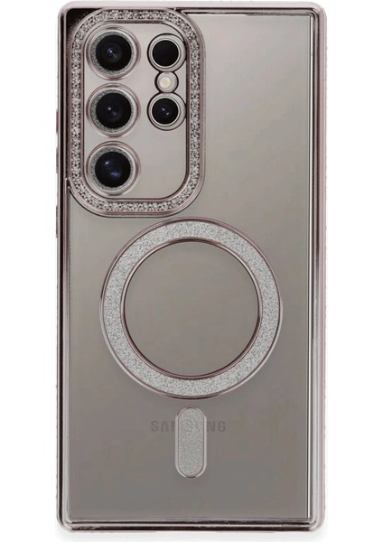 Samsung Galaxy S24 Ultra Kılıf Joke Simli Magneticsafe Kılıf - Pembe Zrnet