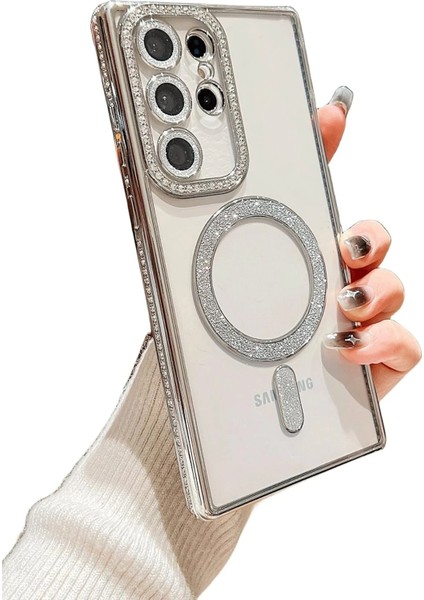 Samsung Galaxy S24 Ultra Kılıf Joke Simli Magneticsafe Kılıf - Pembe Zrnet