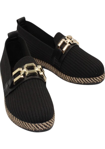 Siyah Triko Tokalı Kadın Günlük Babet Ayakkabı fırsatları