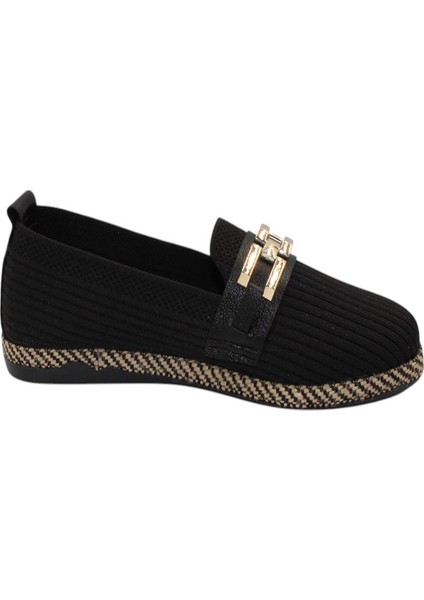 Siyah Triko Tokalı Kadın Günlük Babet Ayakkabı indirimleri