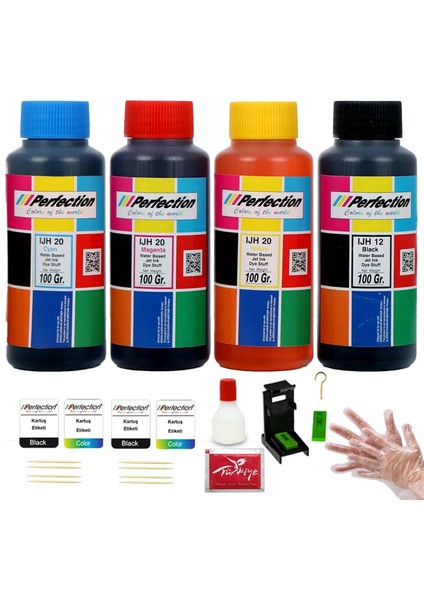 Canon Uyumlu MG2555, MG2950, MG3050, MX495 (Kartuş NO:545-546) Aparatlı Solüsyonlu Kartuş Dolum Seti 4X100 Gr.