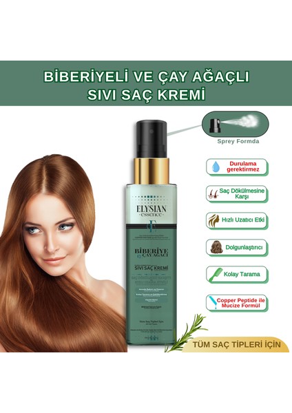 Biberiye & Çay Ağacı Sıvı Saç Kremi – Durulanmayan Bakım Spreyi