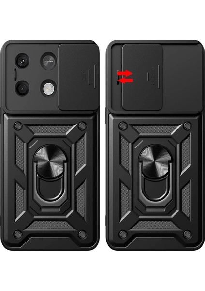 Xiaomi Poco M6 Pro 4g Kılıf Pars Lens Yüzüklü Silikon - Siyah Zrnet