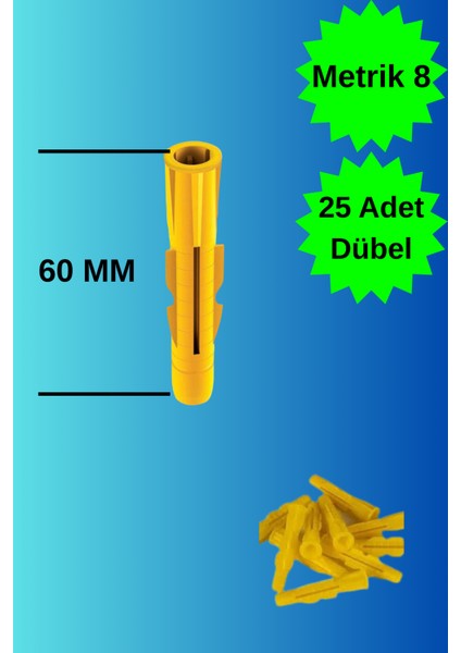 M10 Roket Dübel 25 Adet Plastik Roket Dübel Boşluk ve Duvar Için 8mm