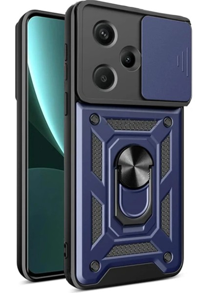 Xiaomi Redmi Note 13 Pro Plus Kılıf Pars Lens Yüzüklü Silikon - Lacivert Zrnet