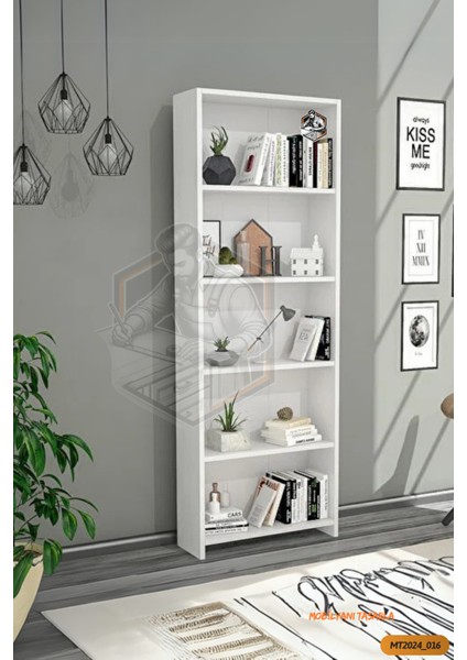 Tamamı Mdf 5 Bölmeli Kitaplık Beyaz