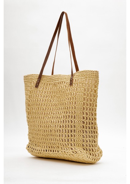 Kadın Hasır El Yapımı Omuz Çantası Zy 25002 Bej modelleri
