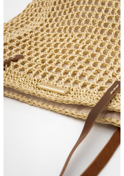 Kadın Hasır El Yapımı Omuz Çantası Zy 25002 Bej indirimleri