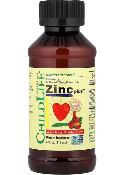 Zinc Plus, Natural Mango Strawberry, 4 Fl Oz (118 Ml)