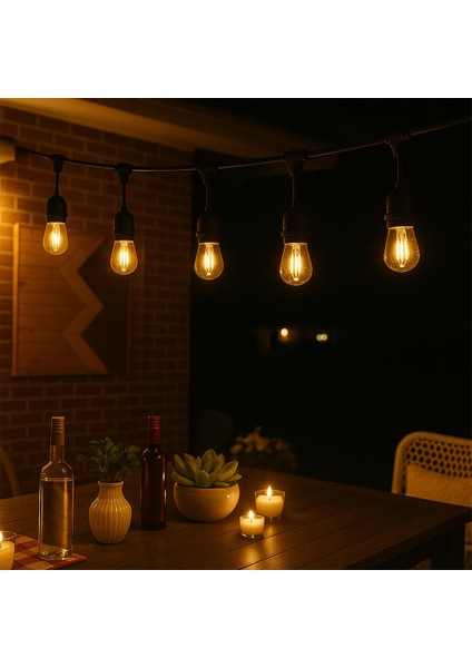 Ledx KB00001 5 Li E27 Duy Sıralı 5 Metre Lamba Kablosu 5 Adet Duy Içerir Açık Hava Düğün Eğlence Alanı Aydınlatma