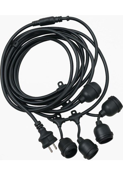 Ledx KB00001 5 Li E27 Duy Sıralı 5 Metre Lamba Kablosu 5 Adet Duy Içerir Açık Hava Düğün Eğlence Alanı Aydınlatma