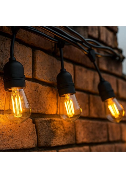 Ledx KB00001 5 Li E27 Duy Sıralı 5 Metre Lamba Kablosu 5 Adet Duy Içerir Açık Hava Düğün Eğlence Alanı Aydınlatma