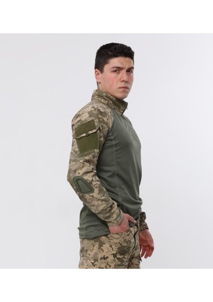 Dirseklik Tasarımlı Polo Yaka Erkek Combat Tişört