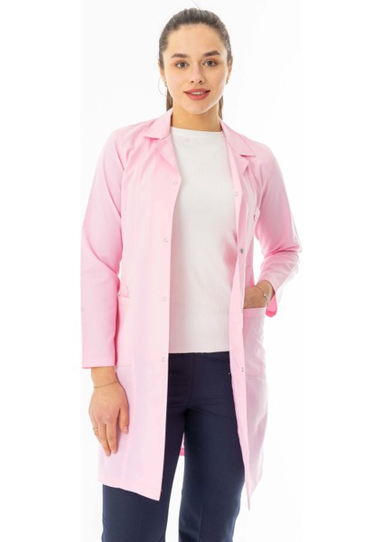 Spor Yaka Uzun Kol Kadın Personel Önlüğü Alpaka Kumaş Pembe (RNK111) fırsatları