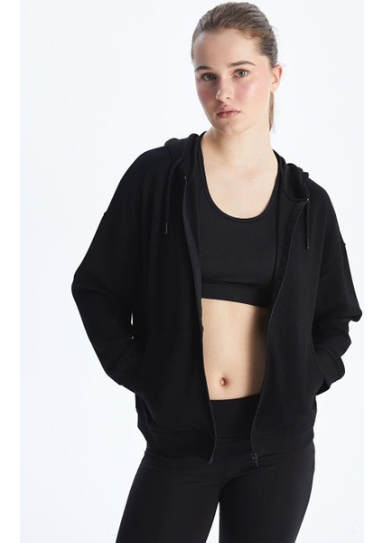 Kapüşonlu Kadın Fermuarlı Sweatshirt (S5)