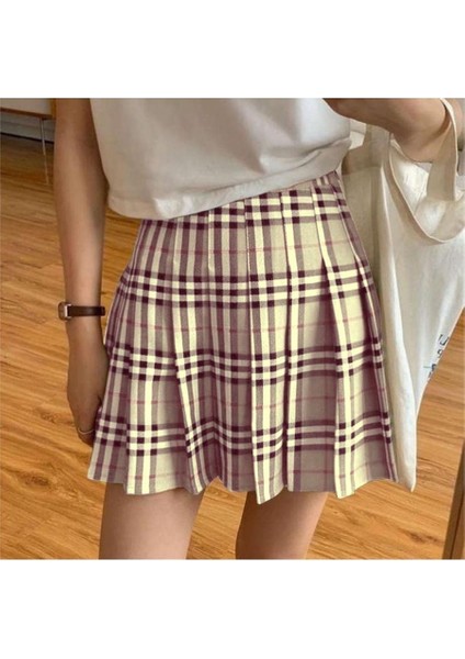 Siyah Beyaz Çizgili Bej Ekose Etek fiyatları