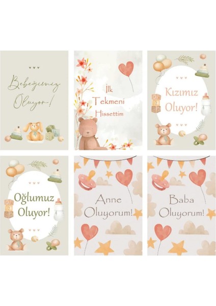 Baba Oluyorsun Müjde Anı Kartı 7 Adet - Anne Baba Oluyorum Kızımız Oğlumuz Oluyor Bebek Hediyelik indirimleri
