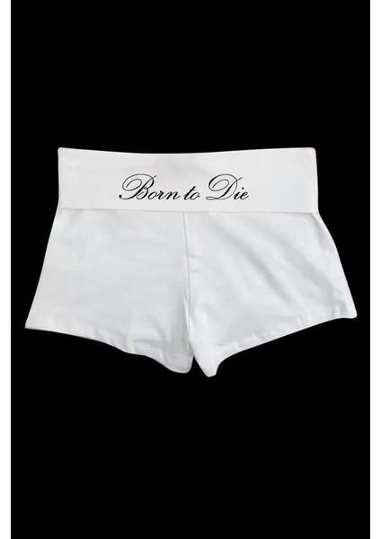 Beyaz Lana Del Rey Born To Die Mini Penye Şort fiyatları