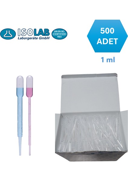 Plastik Damlalık Pastör Pipet 1 ml - 500 Adet / Kutu