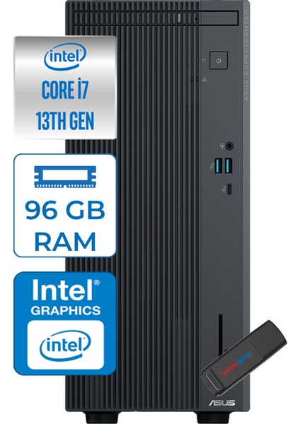 Expertcenter P500MV Intel Core I7-13620H 96GB Ddr5 2tb SSD Freedos Minitower Masaüstü Bilgisayar WA7136216512B0DF34+Zettausbbellek