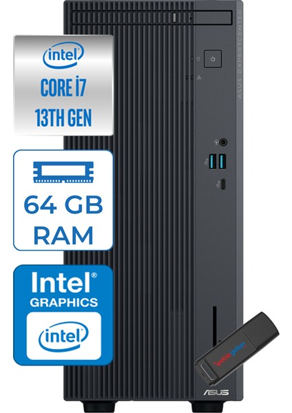 Expertcenter P500MV Intel Core I7-13620H 64GB Ddr5 512GB SSD WIN11PRO Minitower Masaüstü Bilgisayar WA7136216512B0DW22+Zettausbbellek