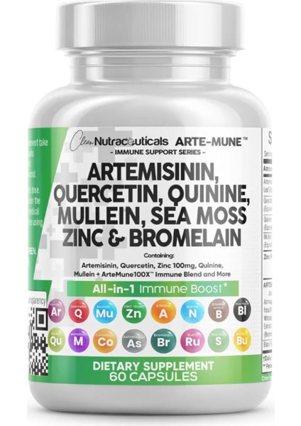 Artemisinin Quercetin Zinc Mullein Quinine With Sea Moss Bromelain 60 Capsules