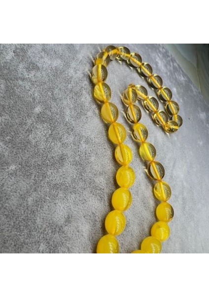 Ateş Kehribar Tesbih 30 cm Sarı