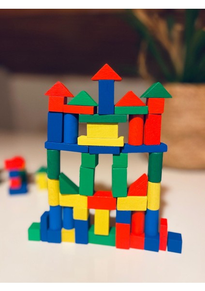 Ahşap Bloklar 100 Parça Kovalı Montessori Oyuncak