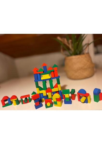Ahşap Bloklar 100 Parça Kovalı Montessori Oyuncak