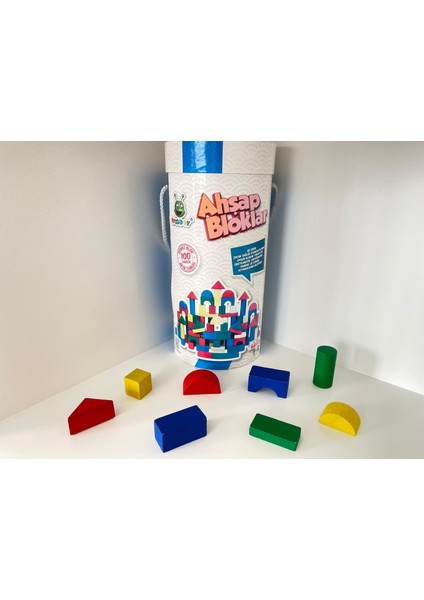 Ahşap Bloklar 100 Parça Kovalı Montessori Oyuncak