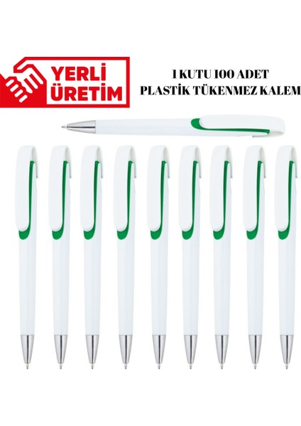Plastik Tükenmez Kalem 100 Adet Basmalı Tükenmez Kalem Okul Iş Ofis Tükenmez Kalem