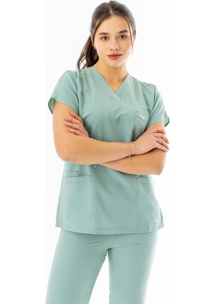 Terikoton Yarasa Kol Doktor Hemşire Forması Alt Üst Takım Bordo (TYRS0003)