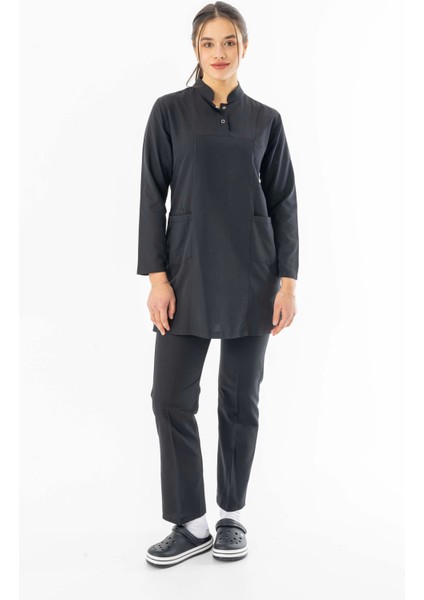 Terikoton Uzun Kol Doktor Hemşire Forması Alt Üst Takım Lacivert (TTST0001)