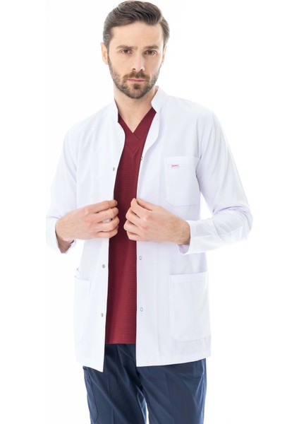 Hakim Yaka Uzun Boy Erkek Doktor Önlüğü Alpaka Kumaş Beyaz (BEO103) fırsatları