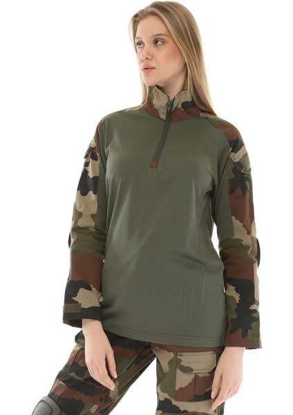 Dirsek Detaylı Polo Yaka Kadın&erkek Combat T-Shirt