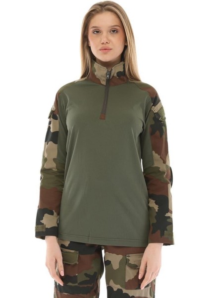 Dirsek Detaylı Polo Yaka Kadın&erkek Combat T-Shirt